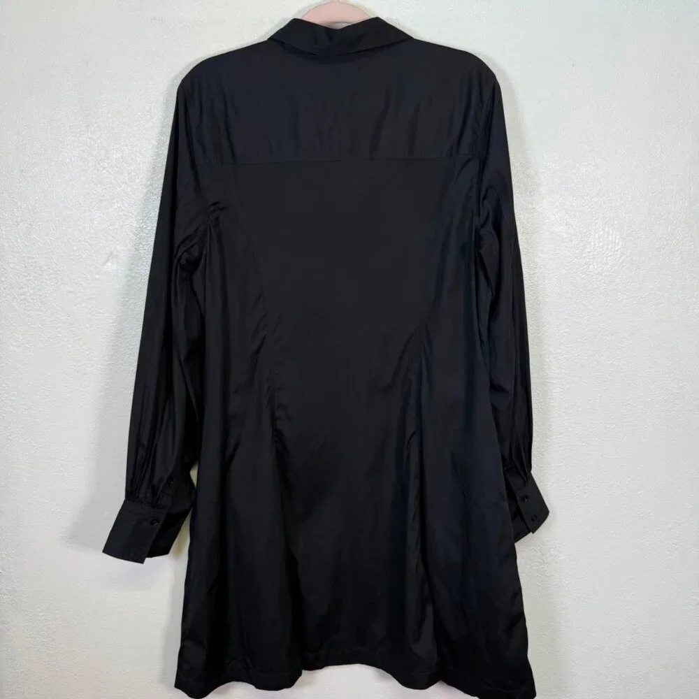 Madewell Dress 14 Black Seamed Long Sleeve Mini Poplin Shirtdress Pockets NV025 - Picture 4 of 13